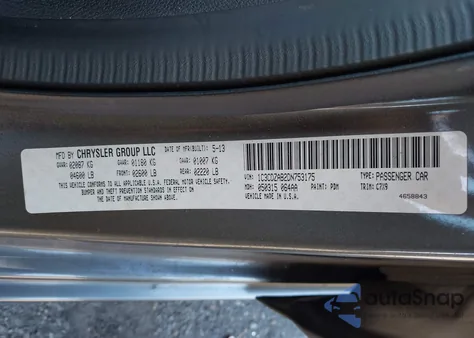 2013 Dodge Avenger Se из США, поврежденный, VIN 1C3CDZAB2DN753175